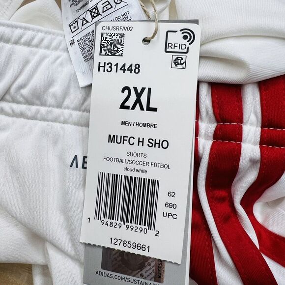 NEW Manchester United adidas Home AEROREADY Shorts 2XL White Mens - Picture 8 of 9